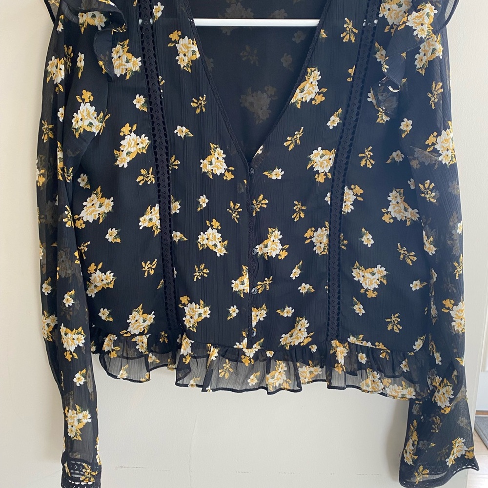 Floral Black Blouse